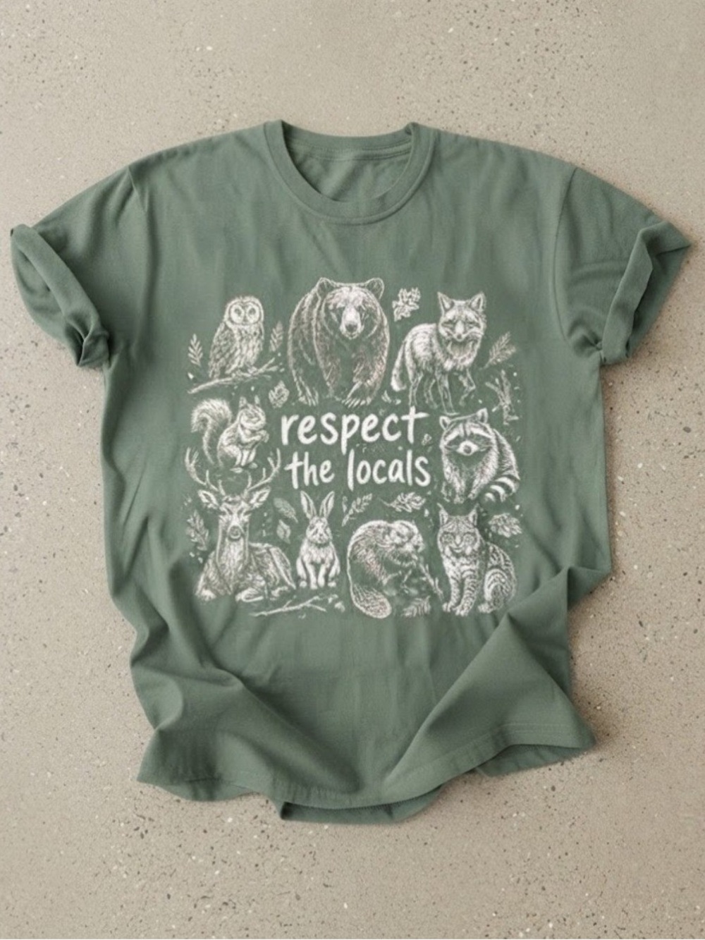 Gildan Olive Green Wildlife 'Respect the Locals' Dog Tee